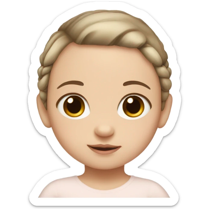 baby girl with straight brown pigtails ponytails and big brown eyes and pale white skin sticker