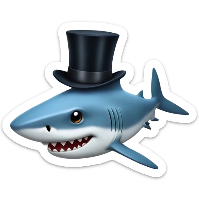Shark with a top hat sticker