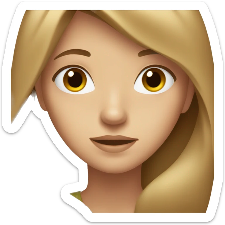 Teenage girl with long light brown hair and brown eyes sticker
