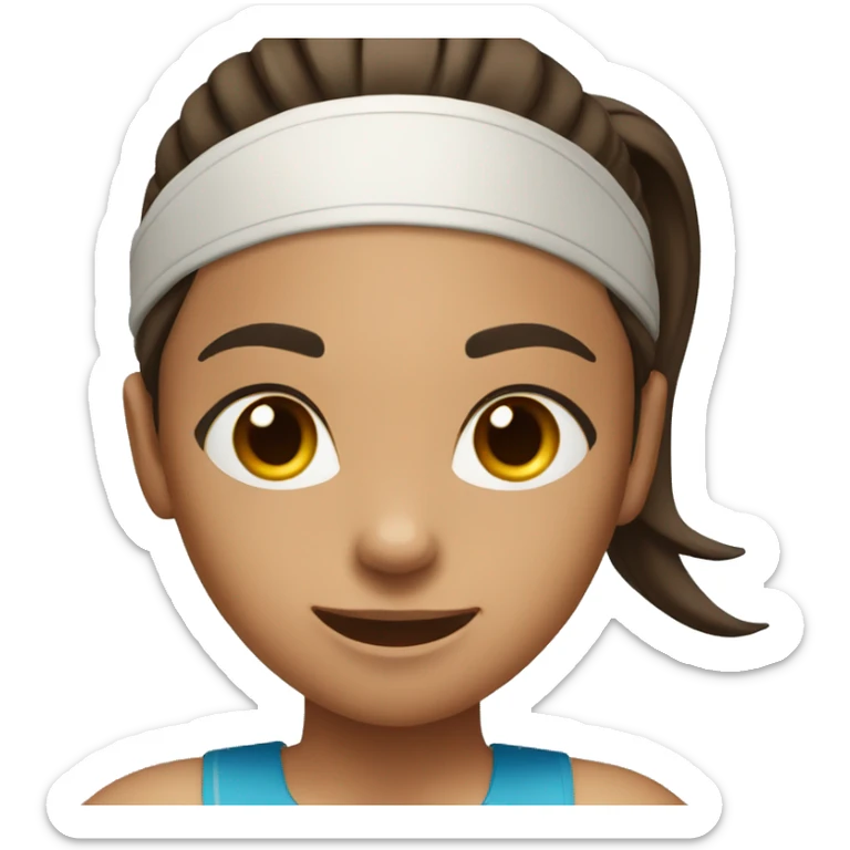 A tan girl with dark brown eyes, dark brown hair in a ponytail, playing tennis. sticker