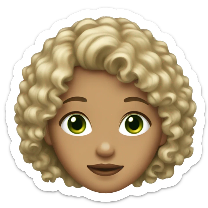 girl with dirty blonde curly hair and green eyes sticker