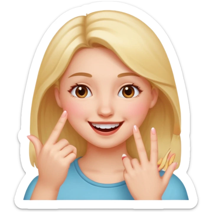 girl who bites the tip of her finger and smiles and rise her eyes  sticker
