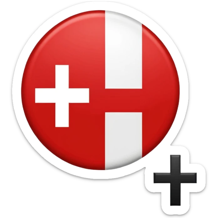 Créame un emoji de una bandera roja con un círculo blanco a un costado y una cruz dentro del circulo boanco no dentro del circulo blanco q este la cruz color negro sticker