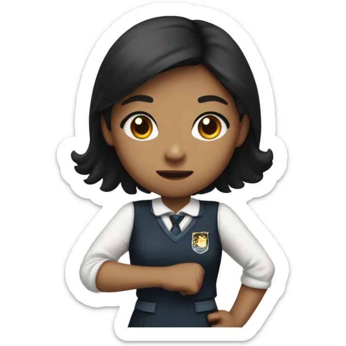 "An emoji of a black-haired girl in a school uniform, with her fist raised as if she's about to punch."






 sticker