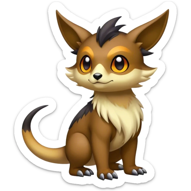 Cute cool colorful dark fantasy animal hybrid Fakemon full body sticker