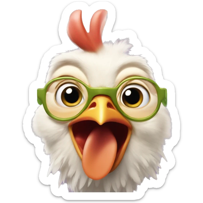 Chicken little from the movie chicken little with his tongue out and two peace signs  sticker