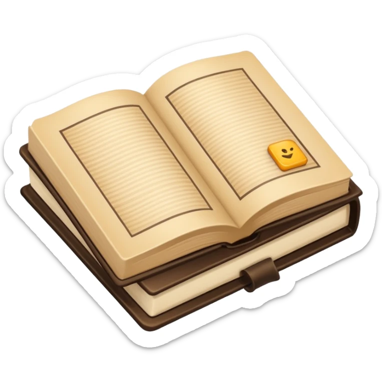 an open book with a dark cover. on the pages of the book, there are examples of beige-colored tiles sticker