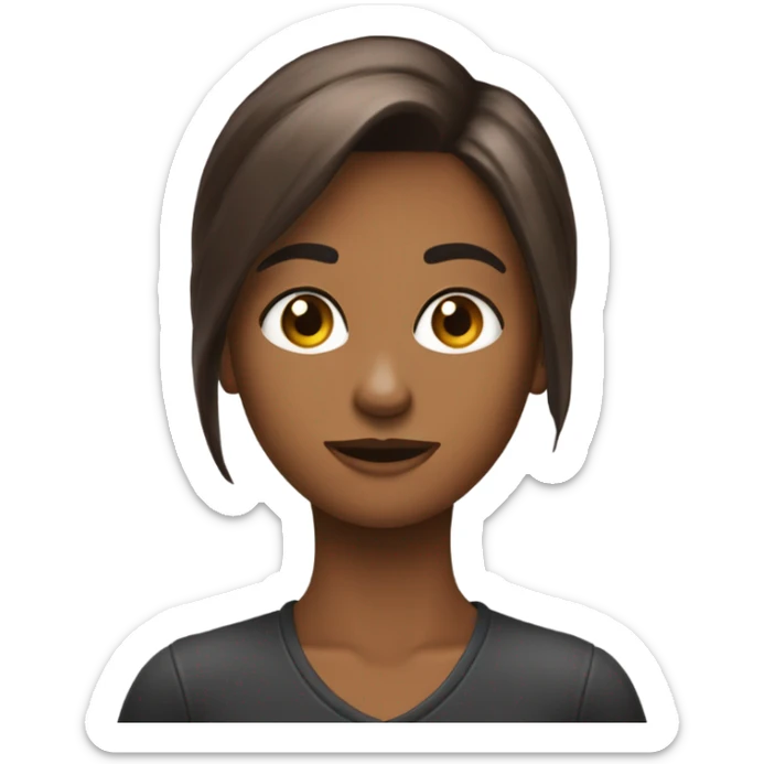 Une fille avk son téléphone, cheveux noirs longs, yeux marrons sticker