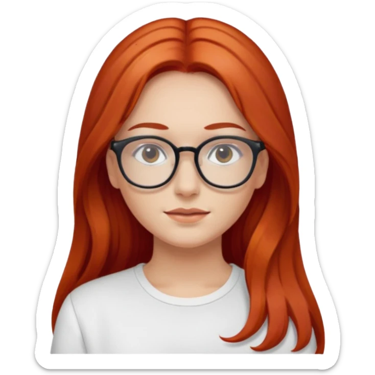 Rizada peli roja tono fuerte , blanquita con lentes y top blanco pelo largo  sticker