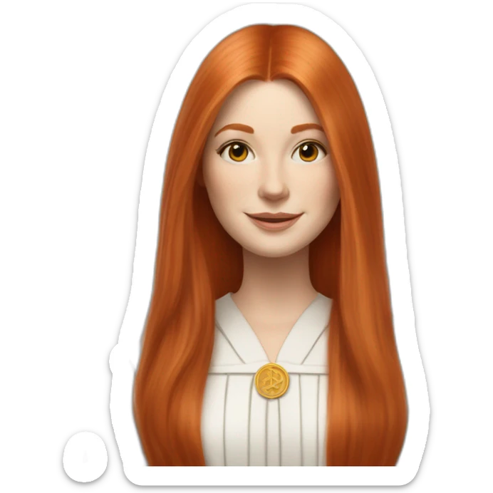 redhead white woman medium long straight hair, celebrating graduation with tarot cards sticker
