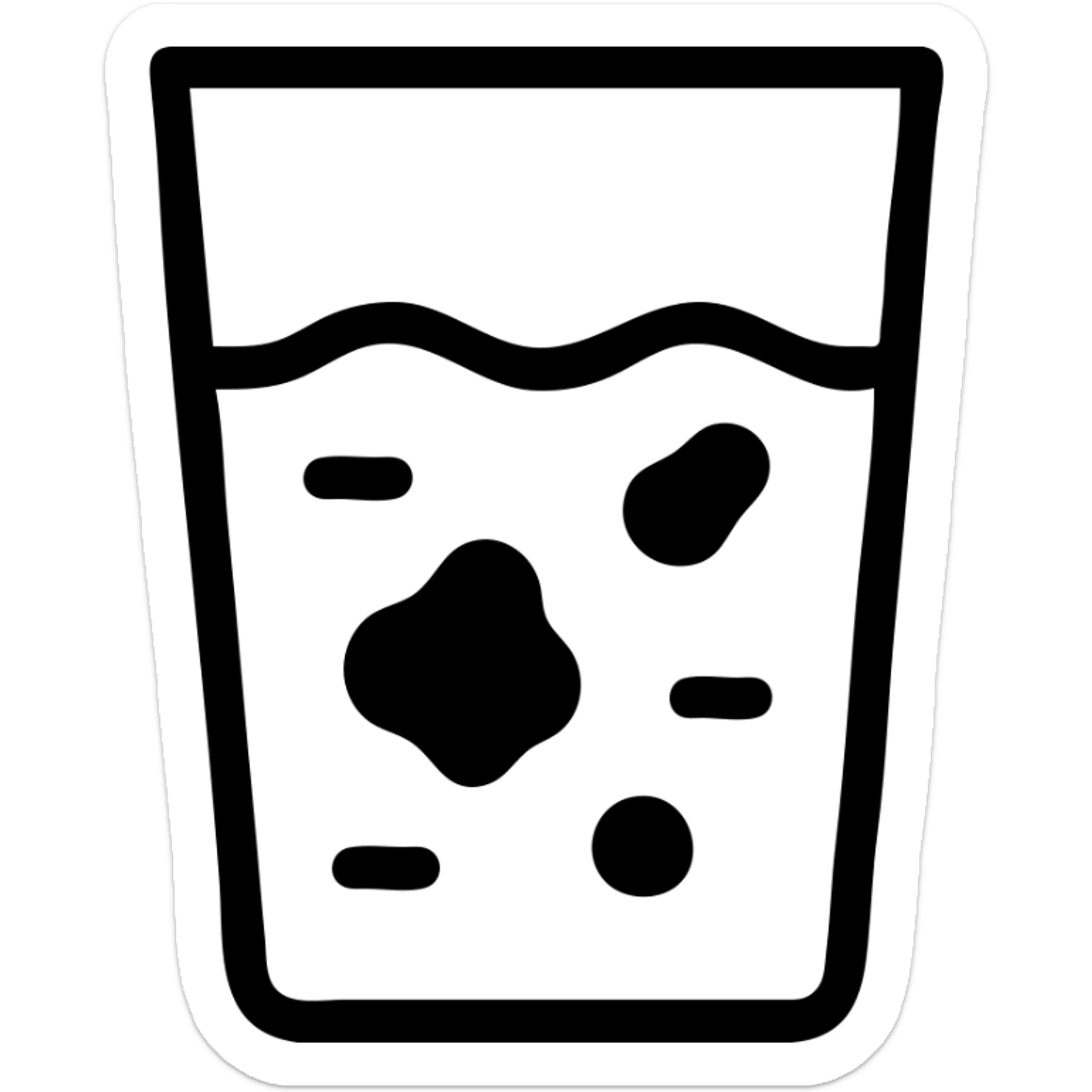a glass with dirty water, minimalist icon style sticker