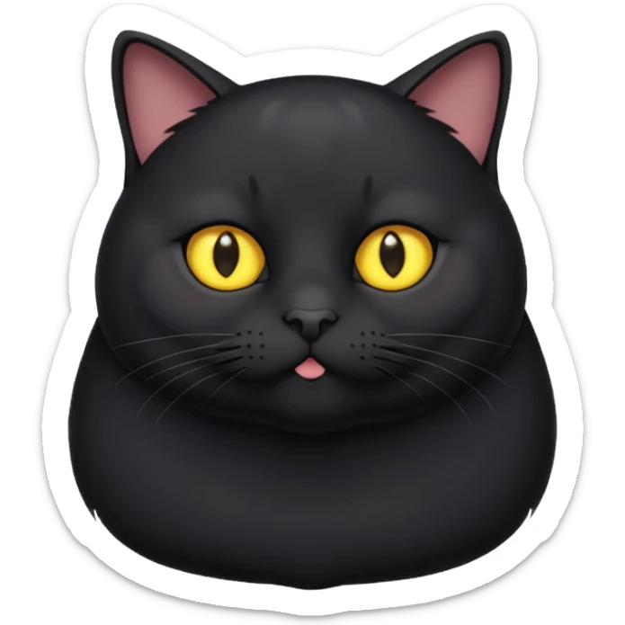 Un gato negro gordito con los ojos de color amarillos sticker