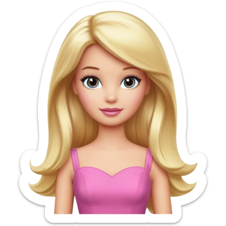 barbie, long blonde hair, pink dress sticker