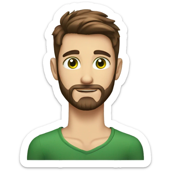 a guy with brown hair, a beard, green eyes, tattoos on his neck and hands sticker