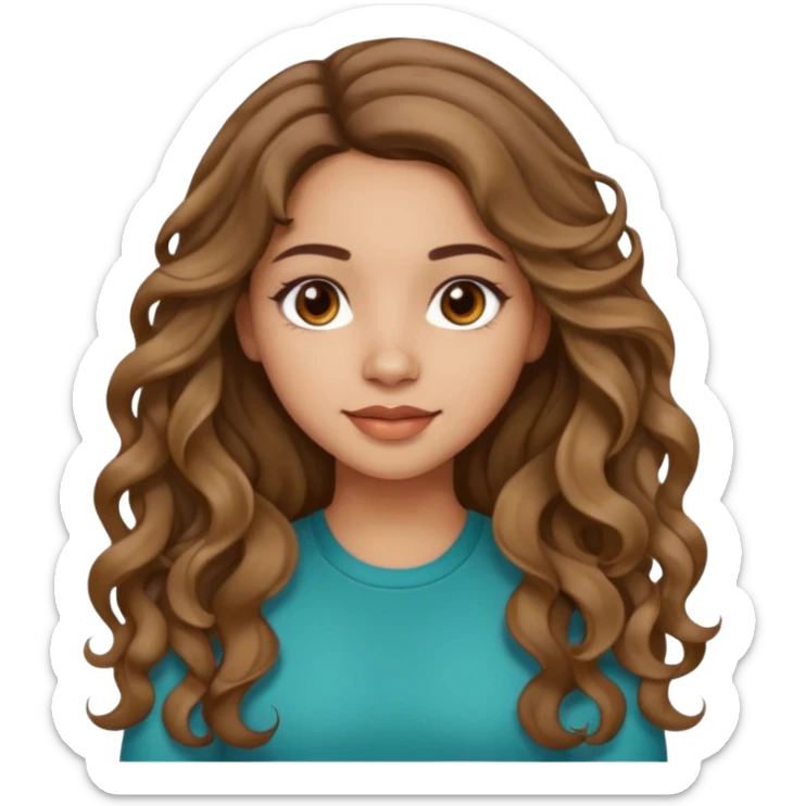 Latina light skin girl with just a few highlights long wavy lose curls hair sticker