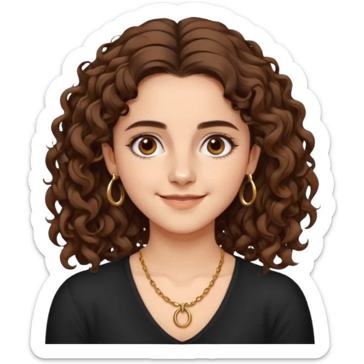 full body, very beautiful italian girl, dark brown eyes, looking like Emma Watson, with curly and big volume very bright brown hair, and a golden piercing ring in nose on left side, pullups

 sticker