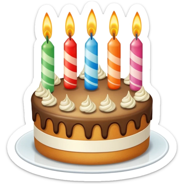 Torta di compleanno con sopra candeline con scritto 50 e poi scritta buon compleanno sticker