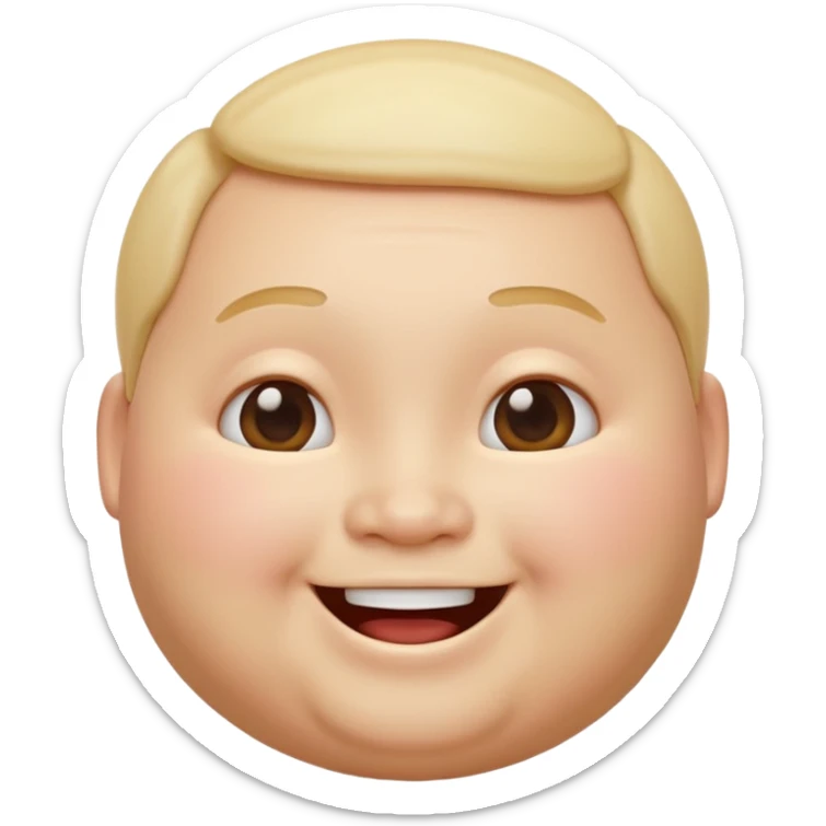 A 3D emoji in iOS emoji aesthetic style of a chubby person with round cheeks and a happy smile, soft and friendly expression, smooth glossy texture, minimal white background. sticker