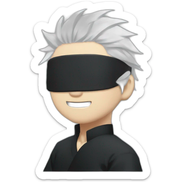 gojo satoru with white hair and black blindfold in jujutsu kaisen sticker
