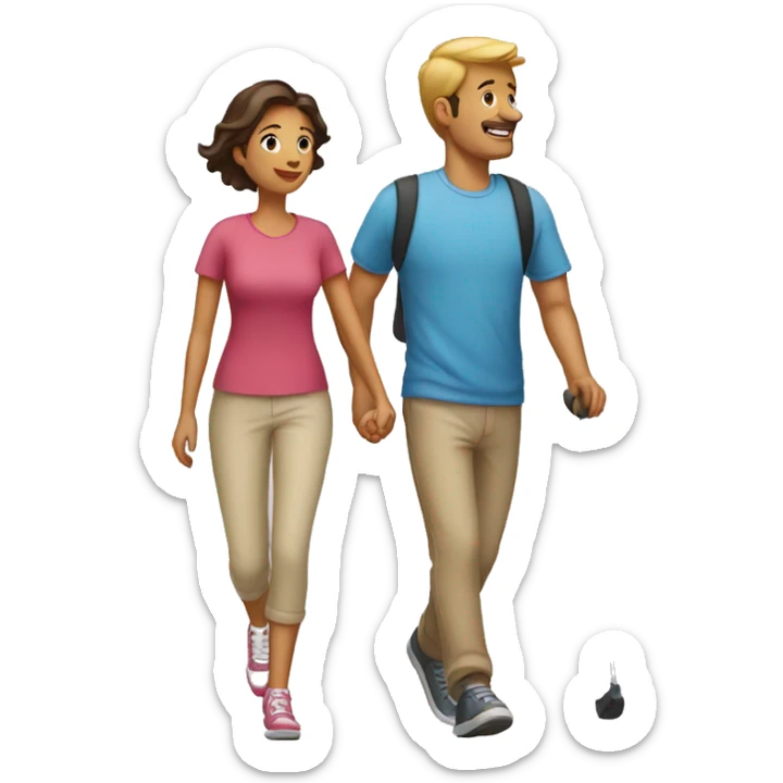 make an emoji that shows a couple of a woman and a man going for a walk sticker