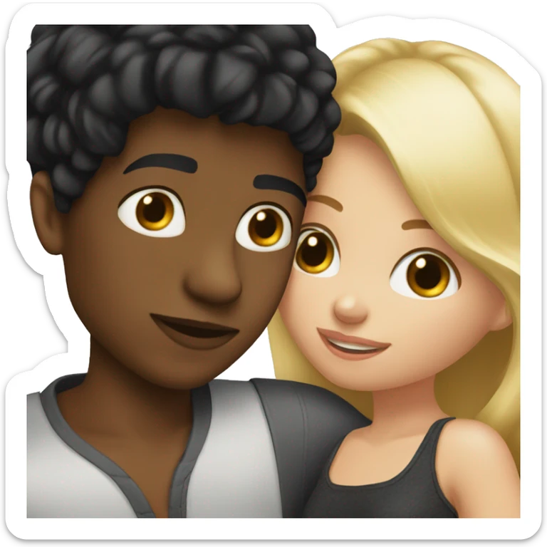 boy black hair kiss a blonde girl  sticker