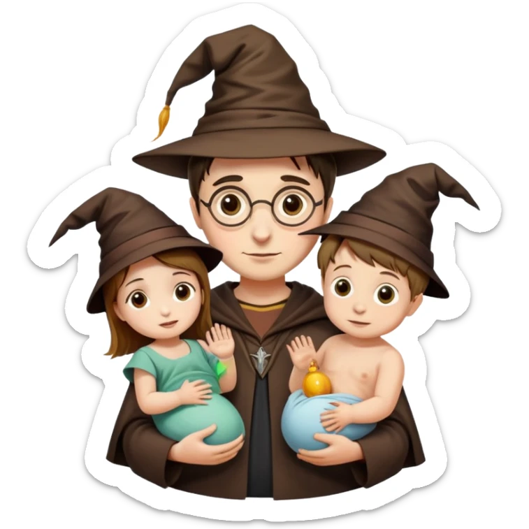 Woman with man and baby, baby in the sorting hat and looks like Harry Potter  sticker