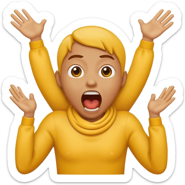 Yellow emoji doing choking emote with hands around neck and the emoji screaming  sticker