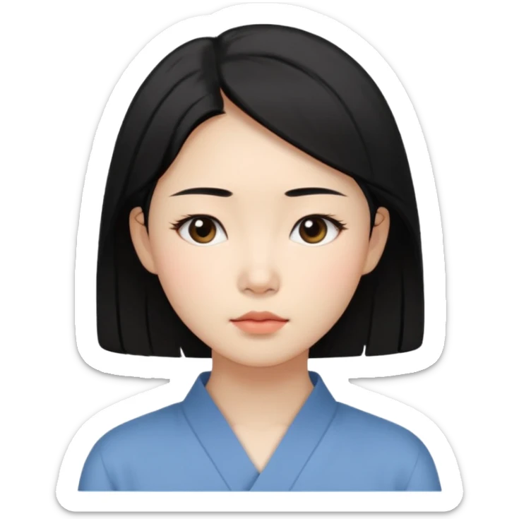 Korean woman, East Asian features,
female human face avatar only,
headshot portrait, face only,
thoughtful and calm expression, sensitive mood,
neutral face, minimal expression,
natural black hair, simple hairstyle,
clean background,
no clothes, no body, no accessories,
no cartoon, no fantas sticker