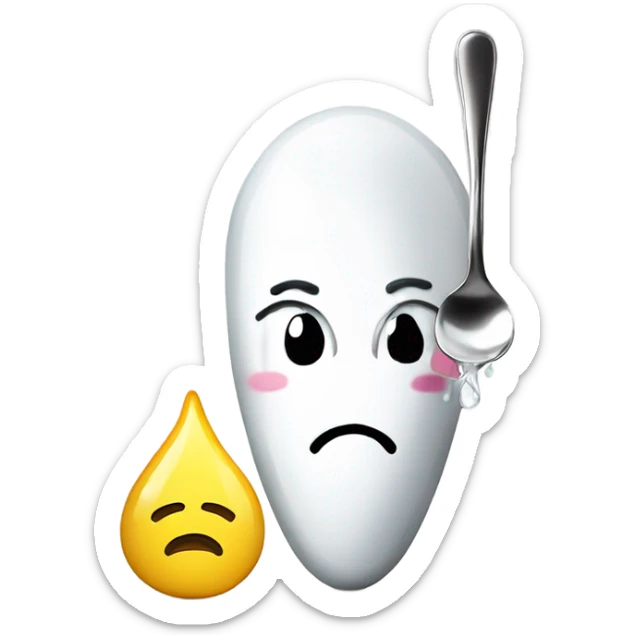 Add a spoon of sugar and a lighter under the spoon in front of a crying face  sticker