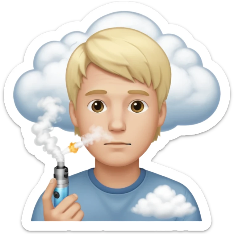 vaping male with blonde hair cloud of vapor sticker
