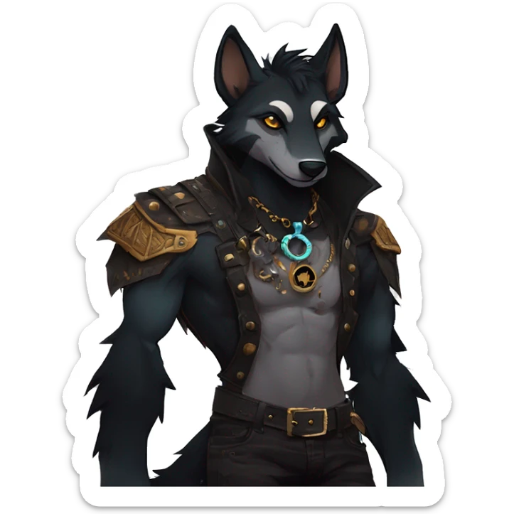 cool edgy dark animal fursona by griffsnuff & LiLaiRa & Falvie with badass colors and a collar full body sticker