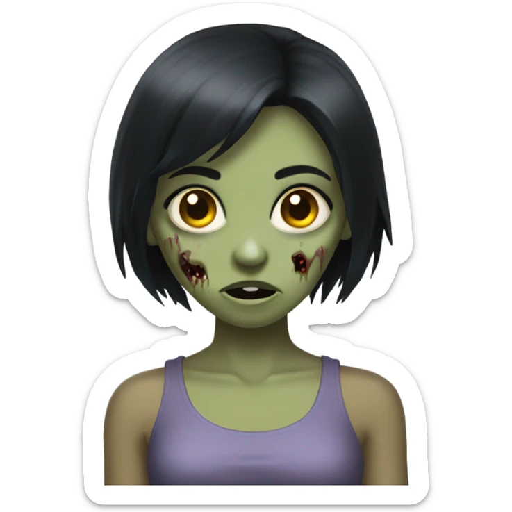 zombie girl with black hair sticker