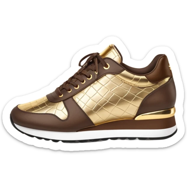 Metallic 24k gold and mocha brown womens stylish sneakers sticker