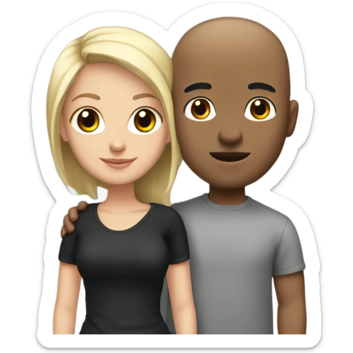 girl with black and blonde hair with bald man boyfriend sticker
