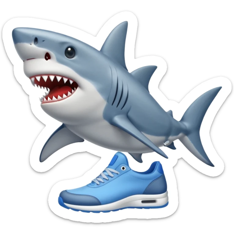 Tralalero tralala shark with blue shoes with feet sticker