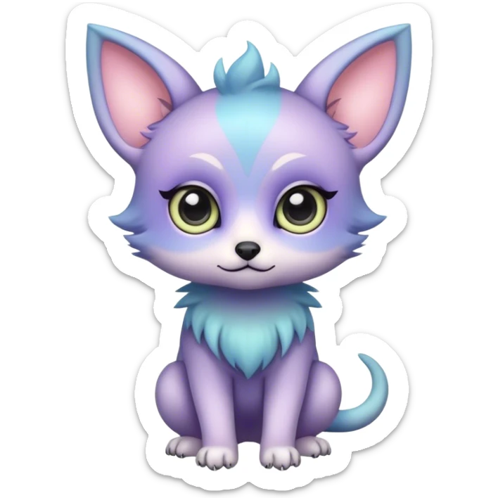 Adorable colorful chibi pastel edgy animal hybrid full body, big Eyes sticker