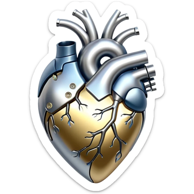 sorayama heart glossy metal organic shapes jounts glow lights inside sfw sticker