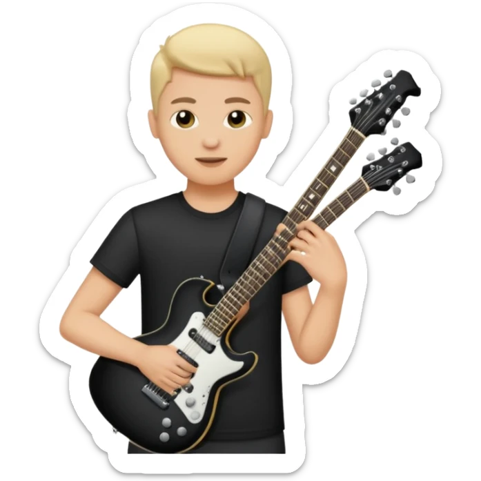 🙂 bu emojinin elinde eloktronik gitar olsun elektronik gitar siyah olsun sticker