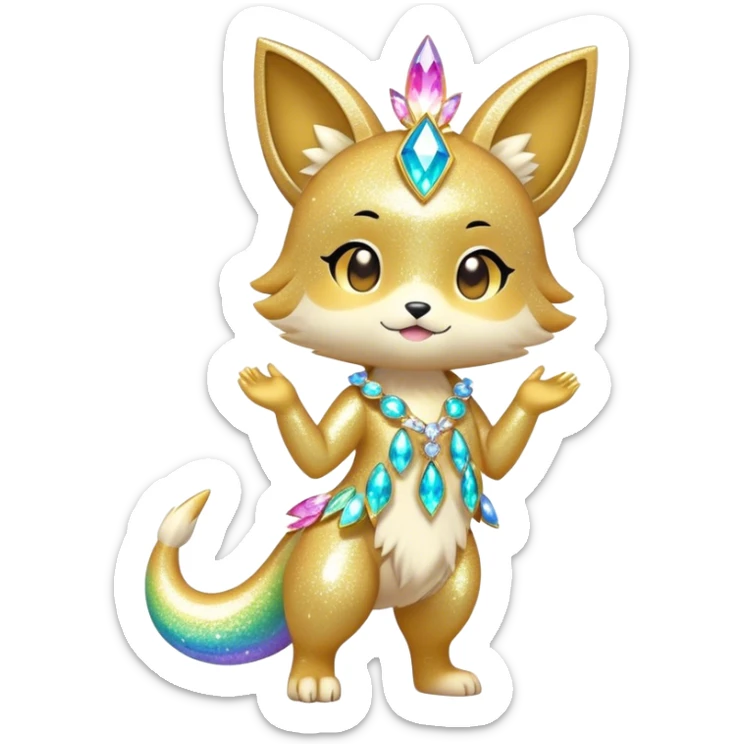 Cute Kawaii Chibi Anthro Sona Pretty Shiny Colorful Sparkly Fakemon-Sona Full Body sticker