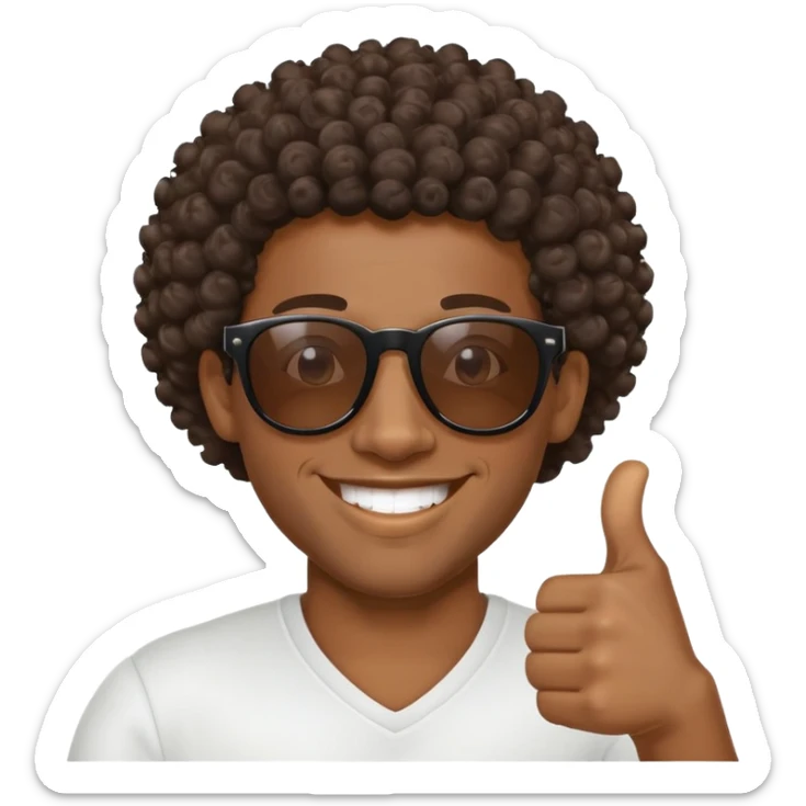 African Black tribal man with curly hair wearing sunglasses smiling thumbs up sticker