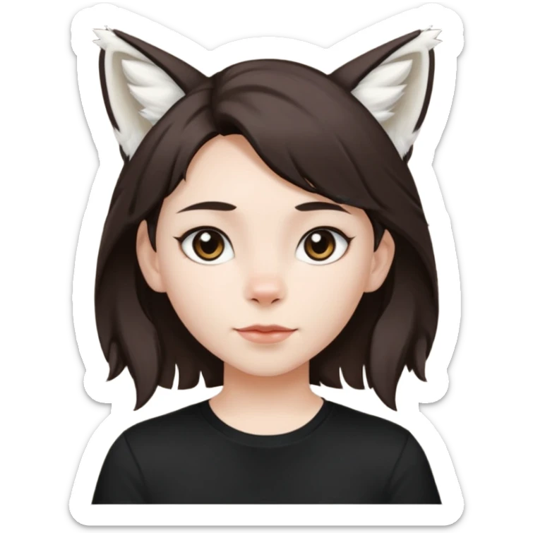 Femboy au cheveux marron foncé avec des oreilles de lynx blanc sticker