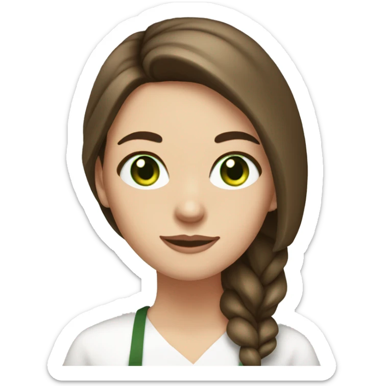white girl with straight brown hair and green eyes cooking sticker