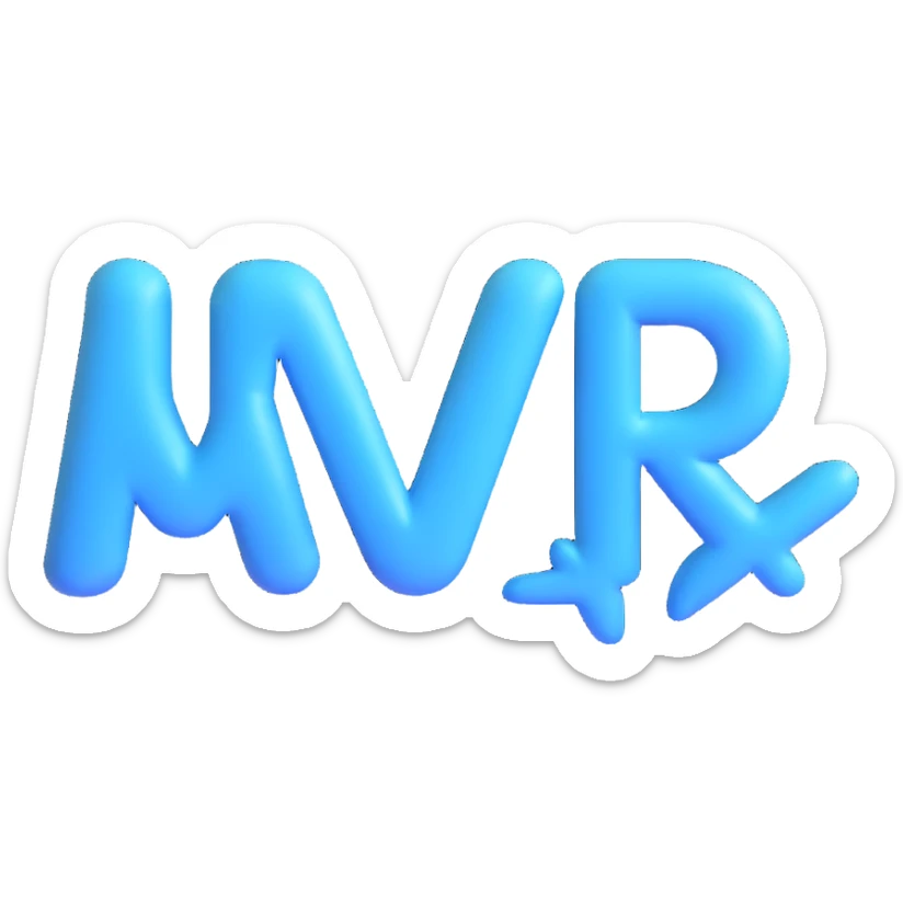 3D emoji of the word AIR, stylized with light blue, white, and soft gradients, floating effect sticker