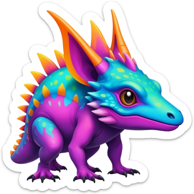 Dark vibrant pastel bright neon colorful edgy exotic painted Fakémon-Pokémon-Vernid-creature sticker