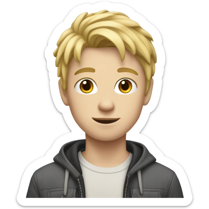 Teen boy with blond hair and white skin sticker