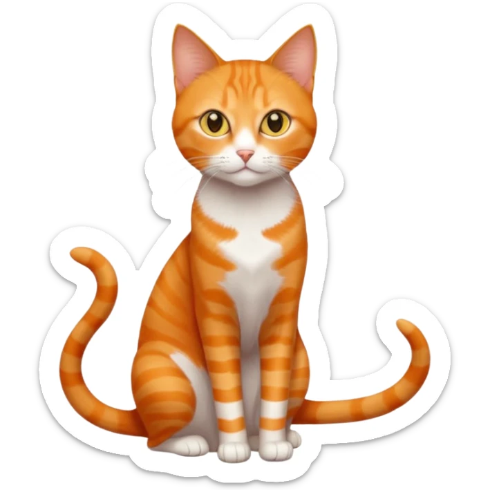 full body orange domestic shorthair slim cat with yellow/orange eyes  sticker