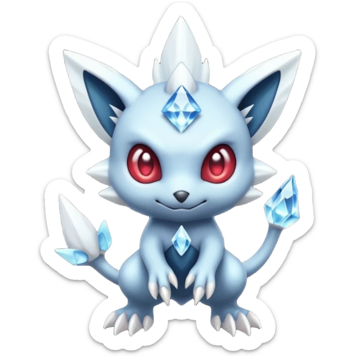 Elemental dark dusky mechanical frosty fairy-like fantasy epic rare Glalie-Sneasel-Togetic-Pokémon-Fakémon-hybrid-creature sticker