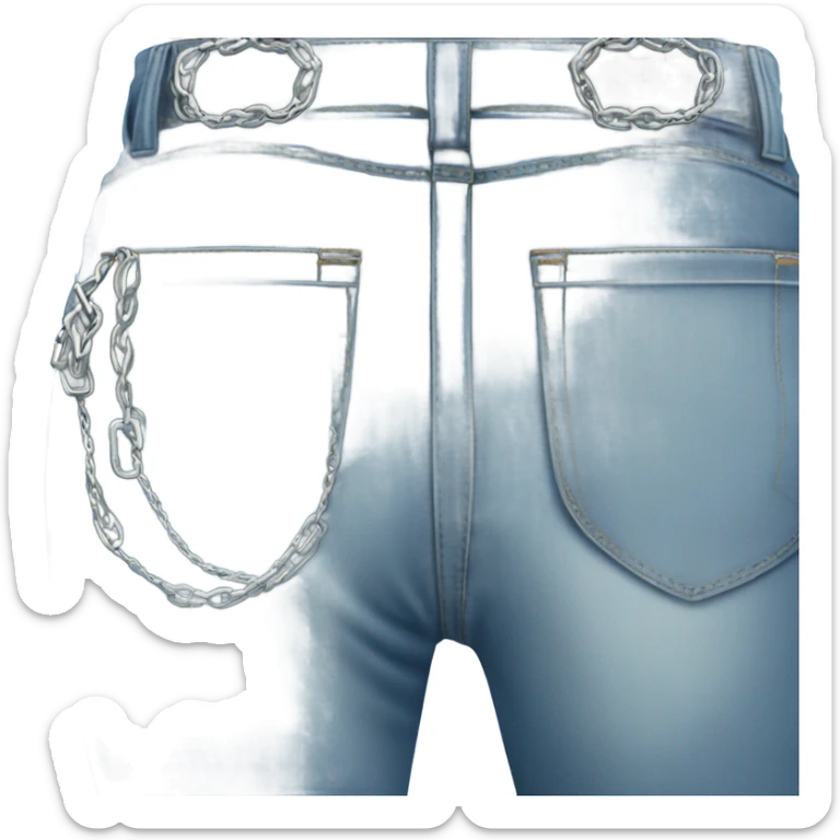 wide leg pair of jeans with a silver chain hanging from pocket sticker
