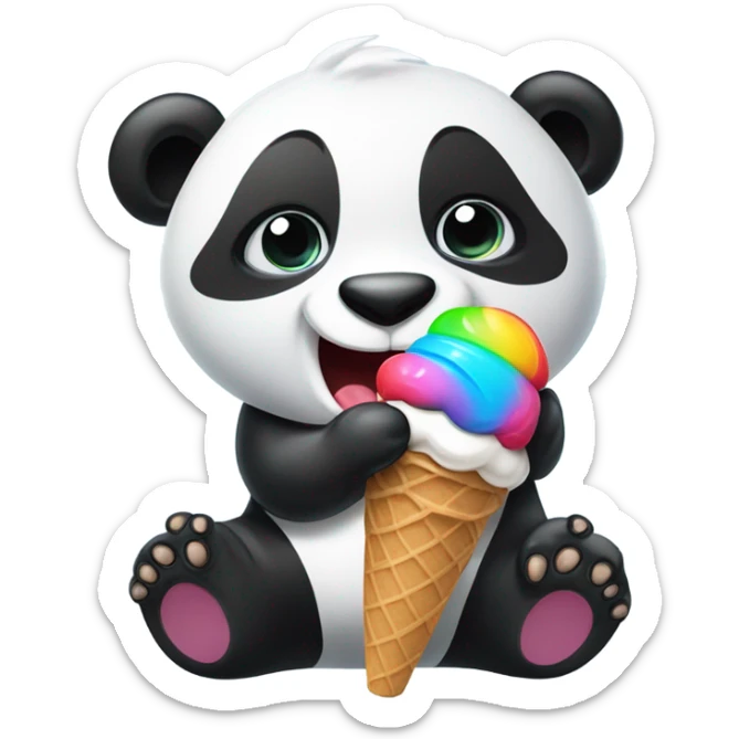 Panda eating ice cream sticker