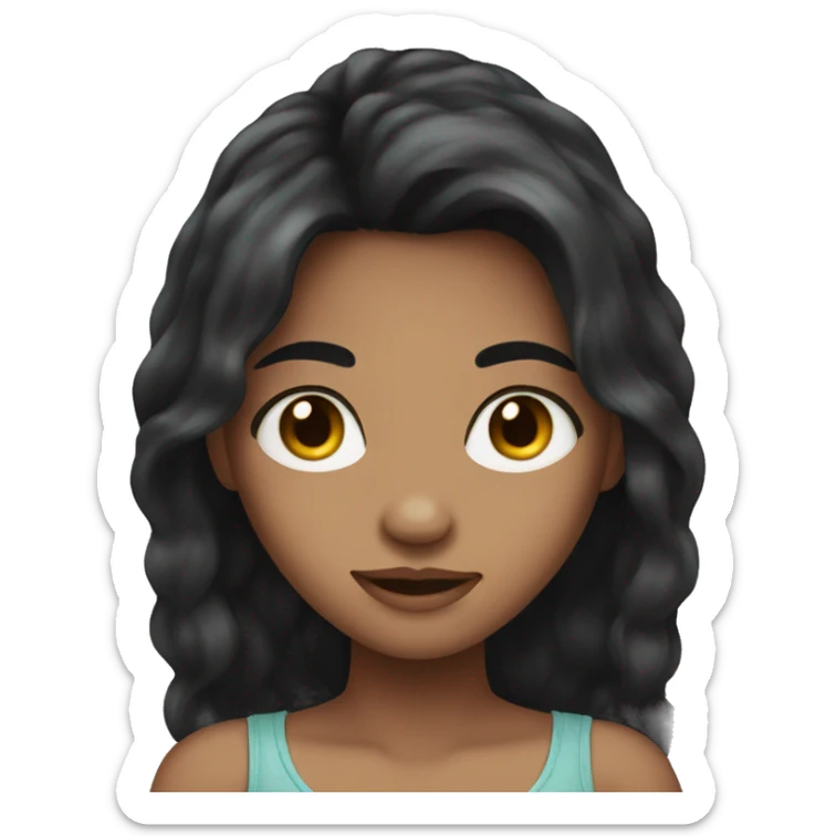 girl with long dark hair and freckles sticker